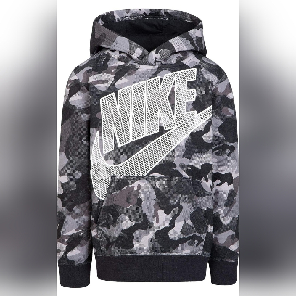 Nike Toddler Boys Camo Fleece Hoodie Black Gray Pullover Sz 2T - Picture 1 of 4